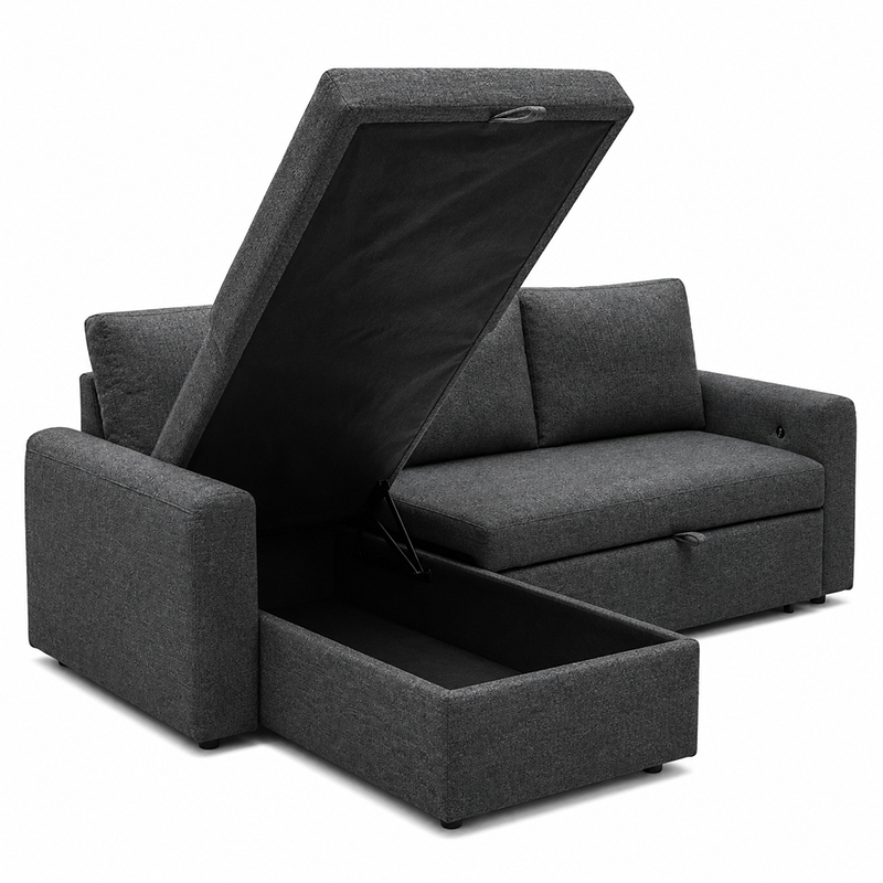 James Fabric Sofa Bed with USB-A/C Charger Charcoal