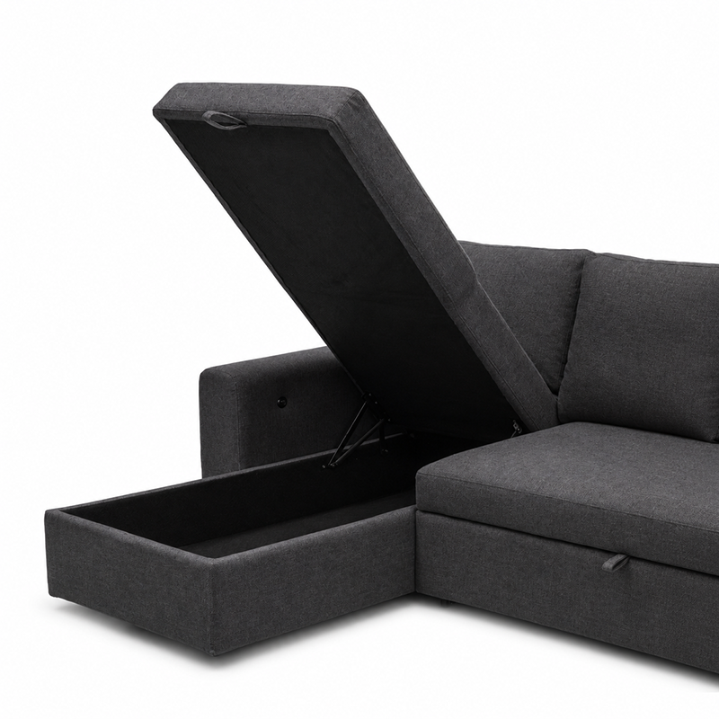 James Fabric Sofa Bed with USB-A/C Charger Charcoal