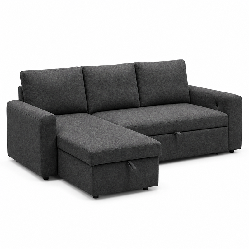 James Fabric Sofa Bed with USB-A/C Charger Charcoal