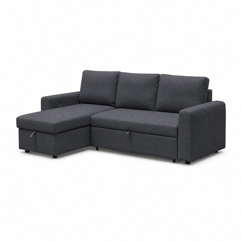 James Fabric Sofa Bed with USB-A/C Charger Charcoal