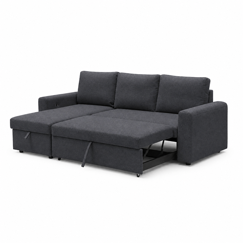 James Fabric Sofa Bed with USB-A/C Charger Charcoal