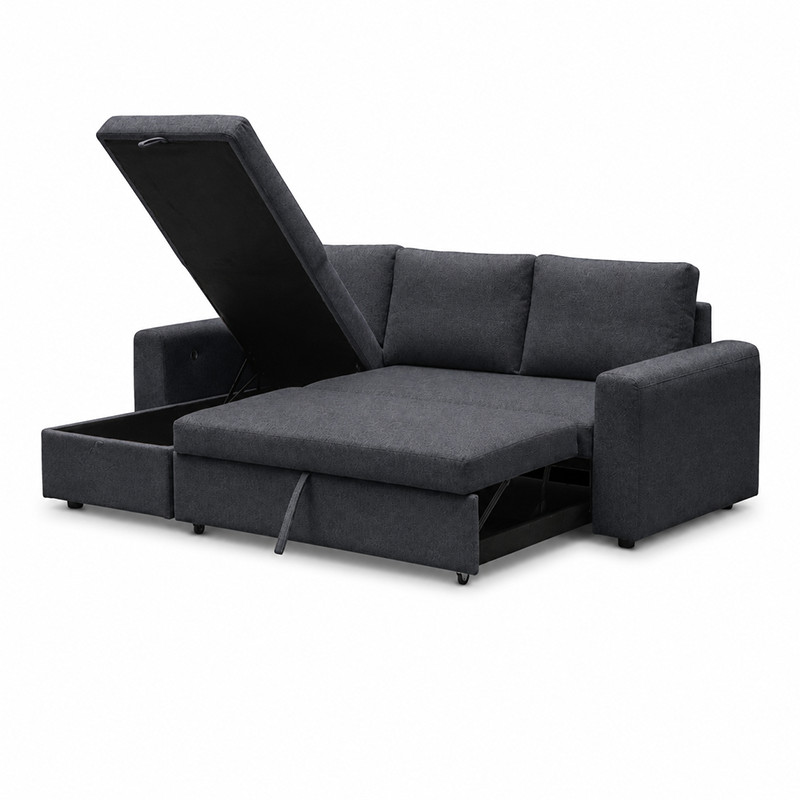 James Fabric Sofa Bed with USB-A/C Charger Charcoal