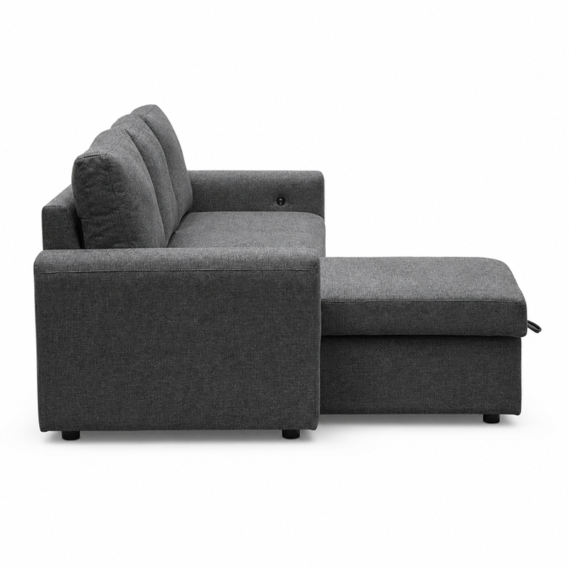 James Fabric Sofa Bed with USB-A/C Charger Charcoal