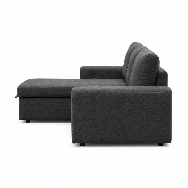 James Fabric Sofa Bed with USB-A/C Charger Charcoal