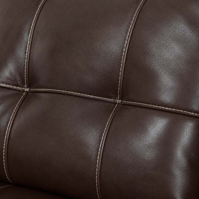 Jessie Bonded Leather Corner Suite with Ottoman (Dark Brown)
