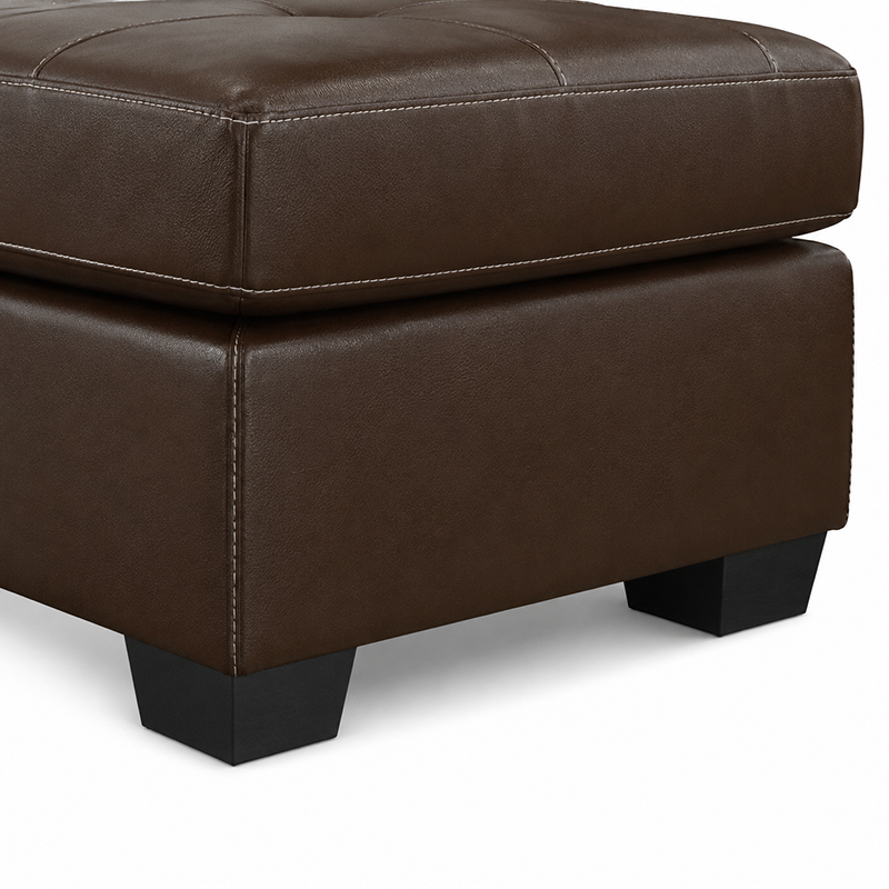 Jessie Bonded Leather Corner Suite with Ottoman (Dark Brown)