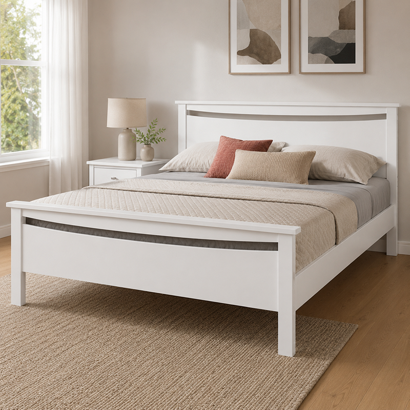 Joanna Bed Frame (White / Beige)