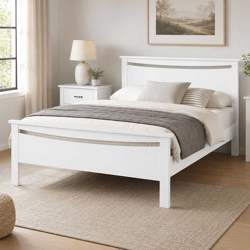 Joanna Bed Frame (White / Beige)