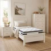 Joanna Bedroom Suite 4 Pieces (King Single Set) (White / Beige)