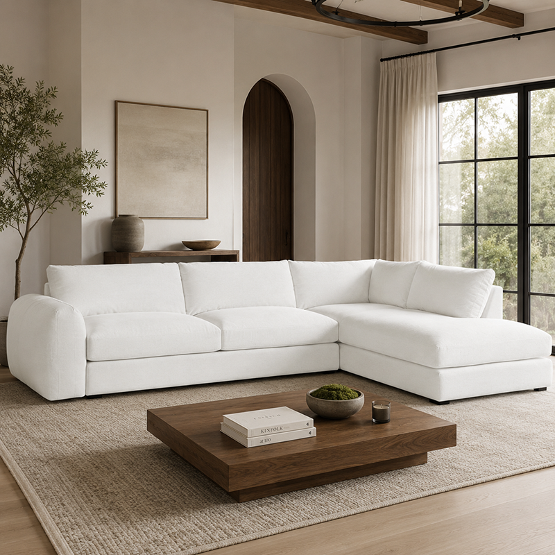 Juno Corner Open End Sofa RHF W320cm (Speckle White)