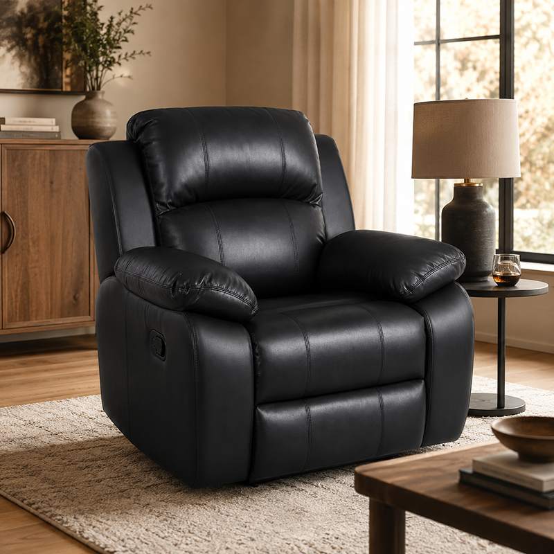 Katie 1 Seater Recliner / Bonded Leather (Black)