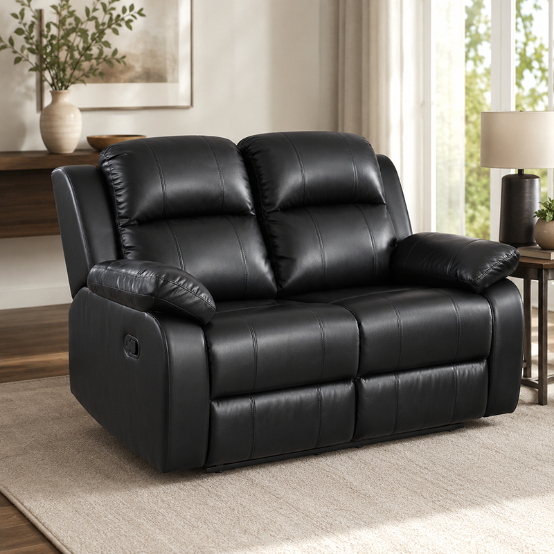 Katie 2 Seater Recliner / Bonded Leather (Black)