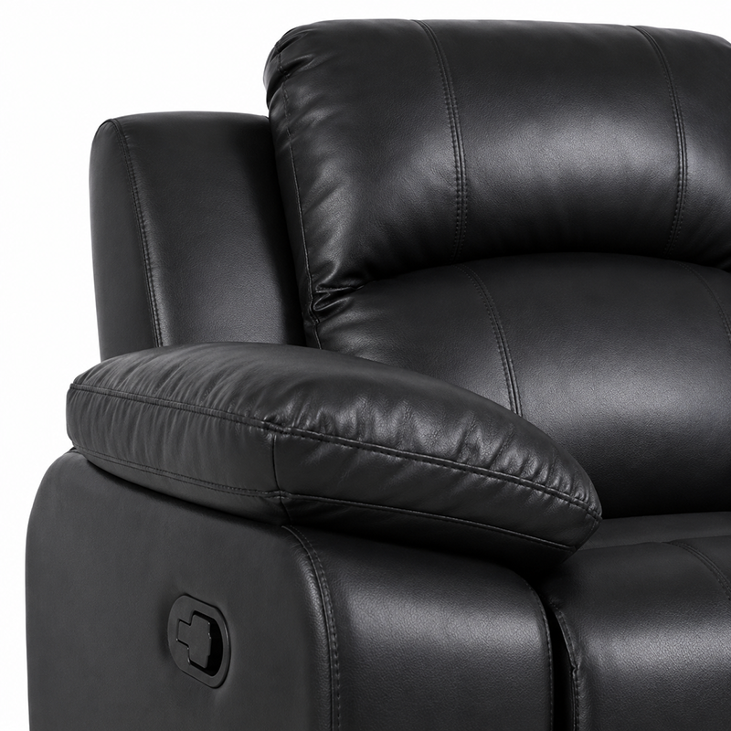 Katie 3 Seater Recliner / Bonded Leather (Black)
