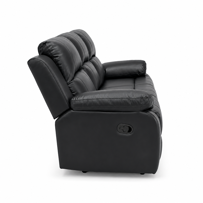 Katie 3 Seater Recliner / Bonded Leather (Black)