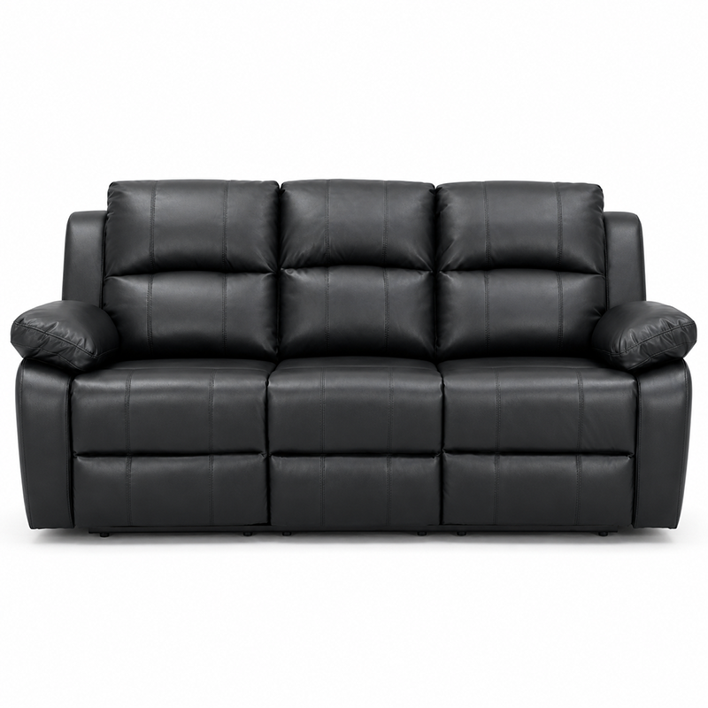 Katie 3 Seater Recliner / Bonded Leather (Black)
