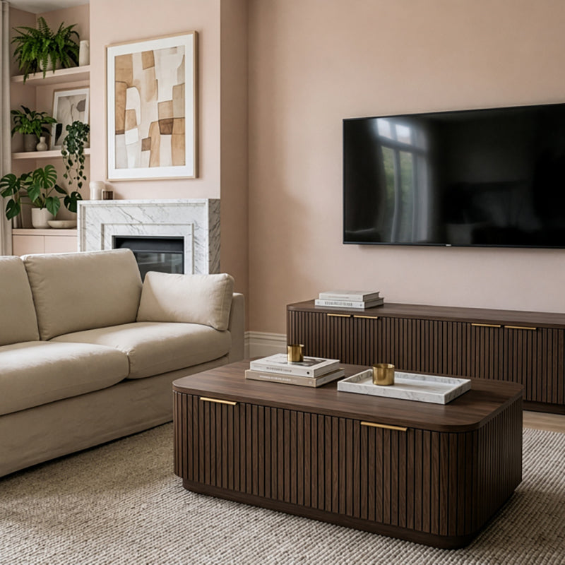 Lath Coffee Table Solid Wood Solid Oak 120cm