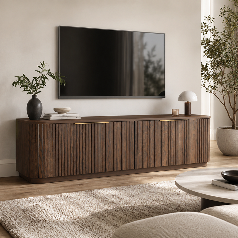 Lath Solid Oak TV Unit W180