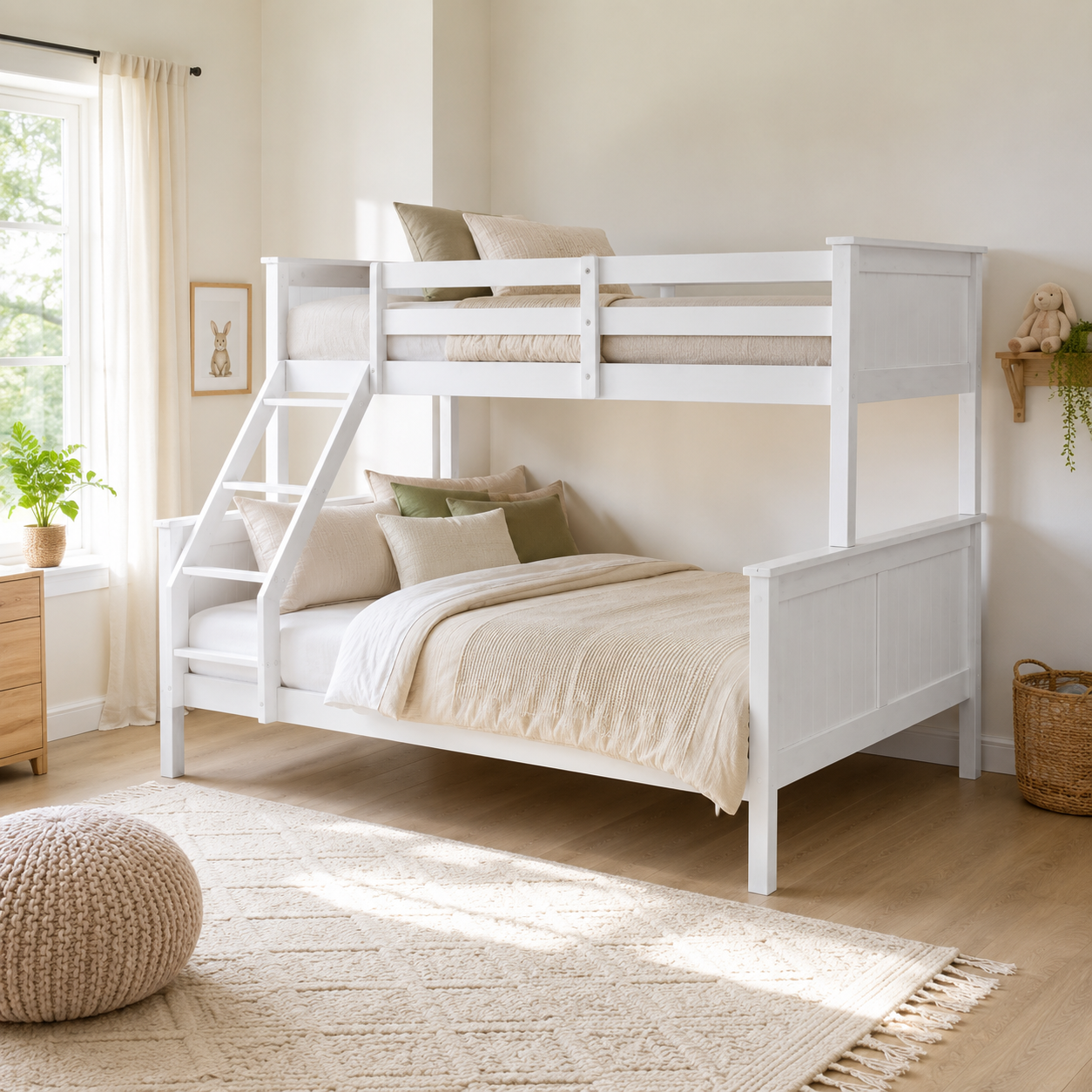 Lily Bunk Bed Single + Double (White)