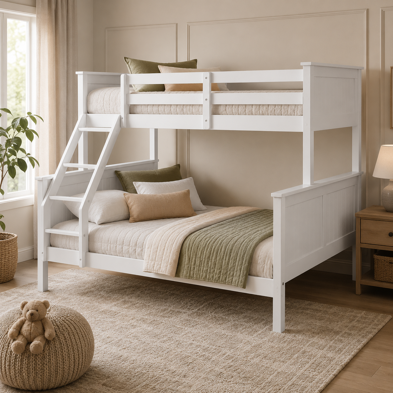 Lily Bunk Bed Single + Double (White)
