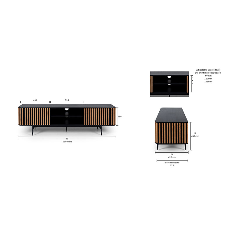 Linea TV Unit (Natural / Painted Black Oak)
