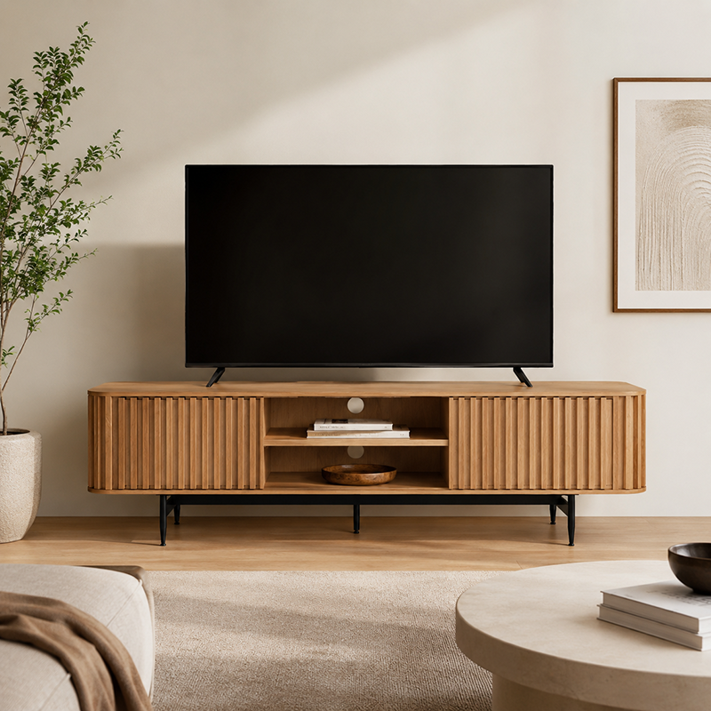 Linea TV Unit (Natural / Painted Black Oak)