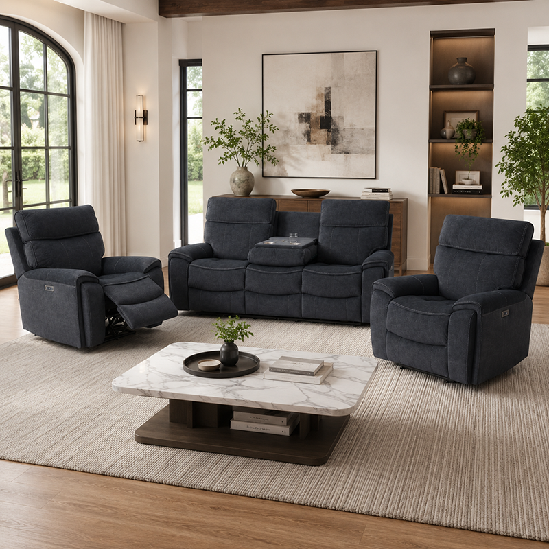 Little Rock Velvet Power Recliner Sofa