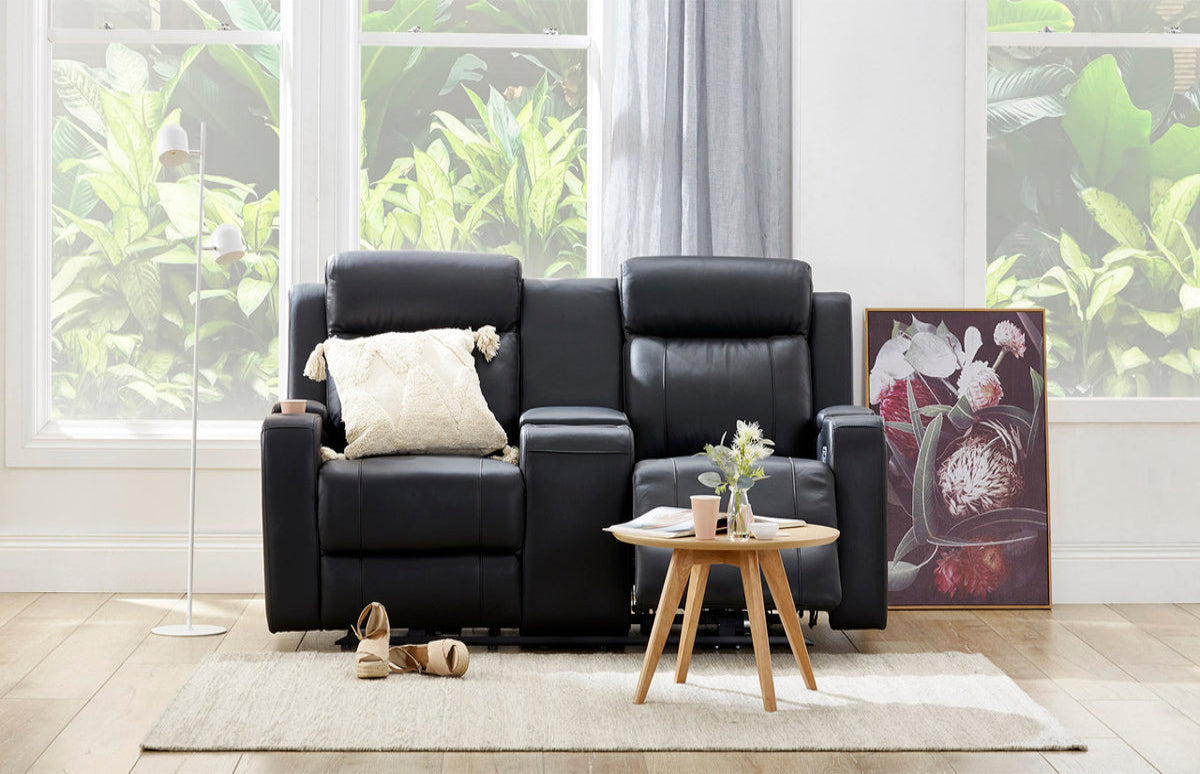 Louise Leather Recliner 1/2/3 Seat-(Grey / Black)