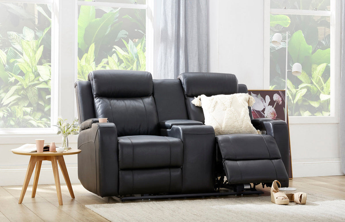 Louise Leather Recliner 1/2/3 Seat-(Grey / Black)