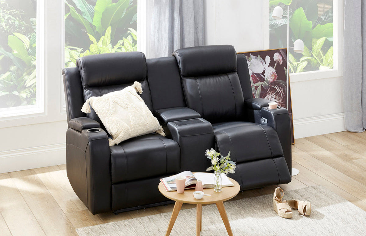 Louise Leather Recliner 1/2/3 Seat-(Grey / Black)