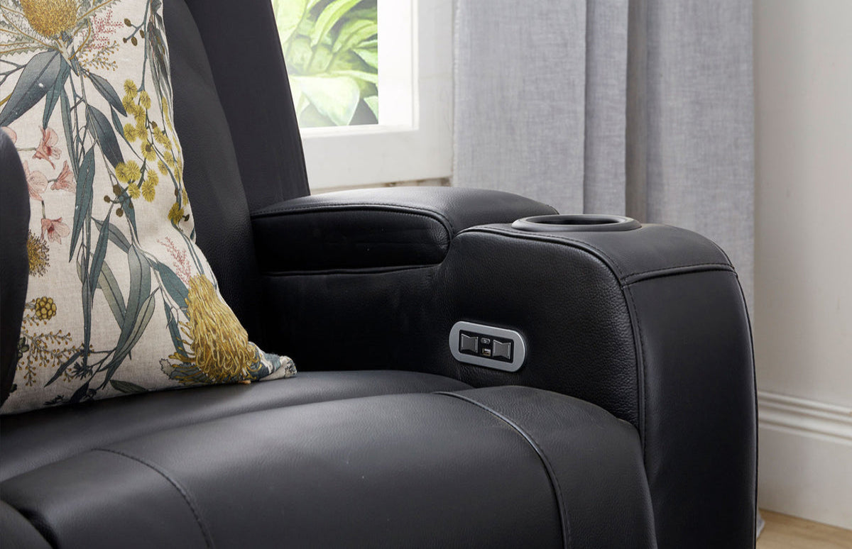 Louise Leather Recliner 1/2/3 Seat-(Grey / Black)