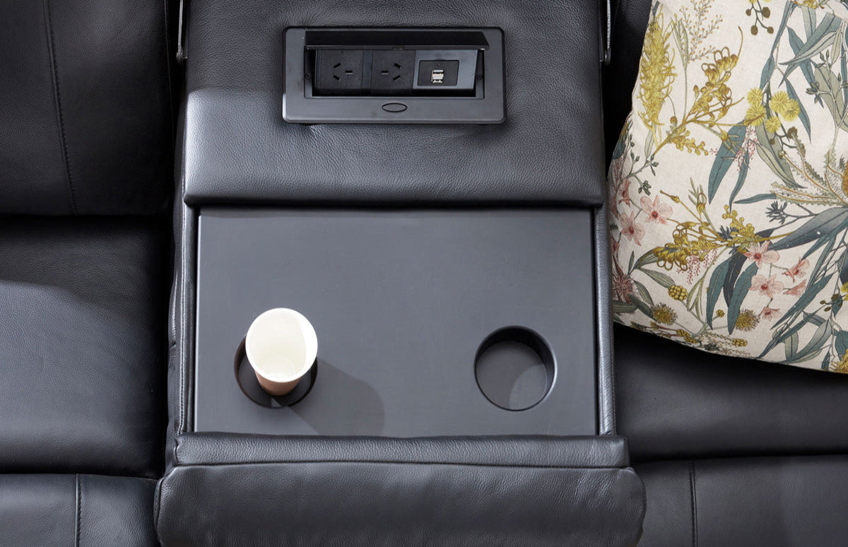 Louise Leather Recliner 1/2/3 Seat-(Grey / Black)