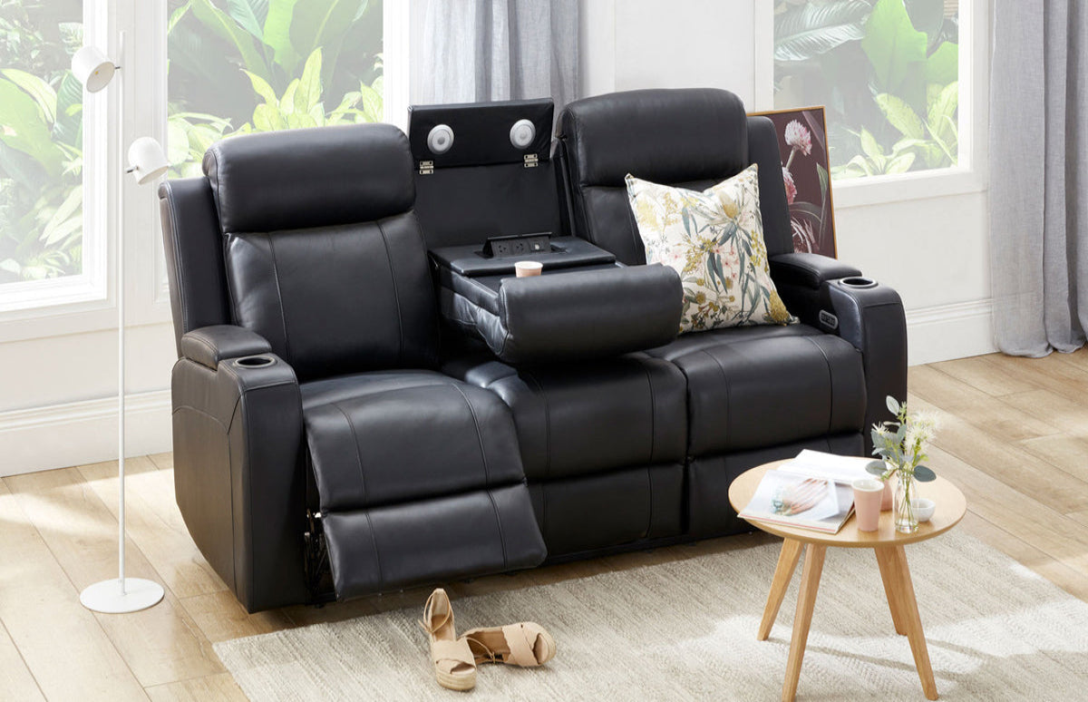 Louise Leather Recliner 1/2/3 Seat-(Grey / Black)