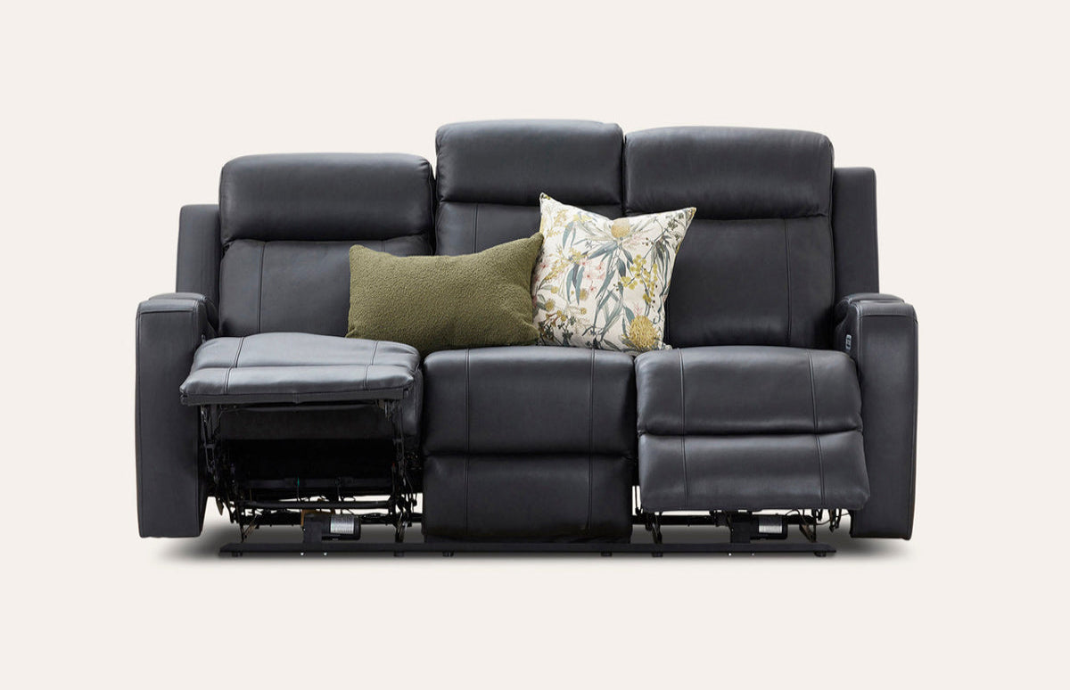 Louise Leather Recliner 1/2/3 Seat-(Grey / Black)