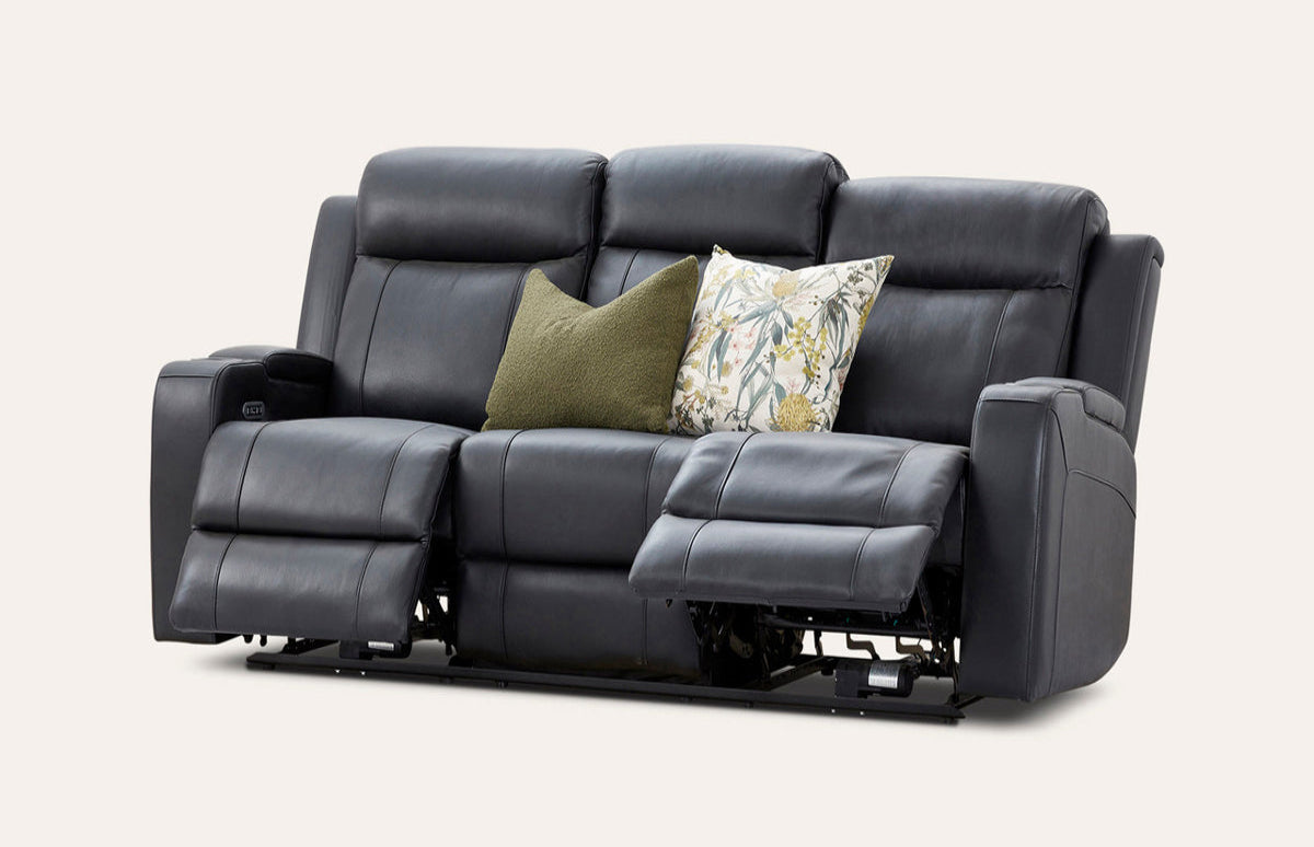 Louise Leather Recliner 1/2/3 Seat-(Grey / Black)