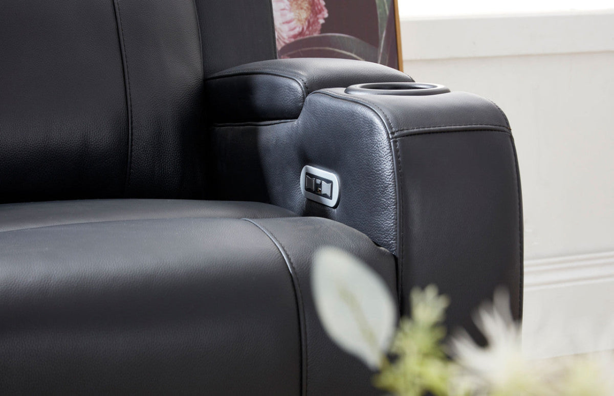 Louise Leather Recliner 1/2/3 Seat-(Grey / Black)