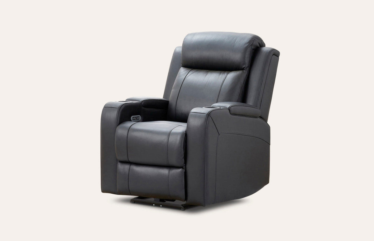 Louise Leather Recliner 1/2/3 Seat-(Grey / Black)