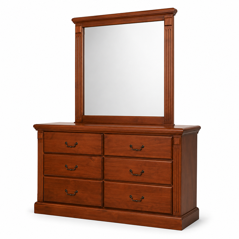 Marina 6 Drw Dresser & Mirror (Walnut)