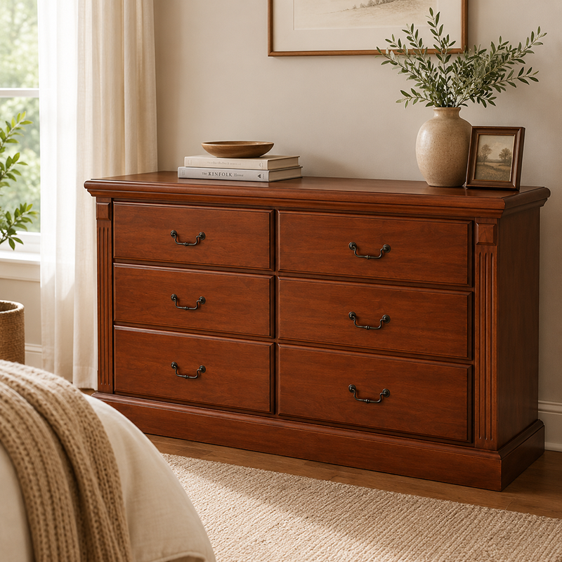 Marina 6 Drw Dresser & Mirror (Walnut)