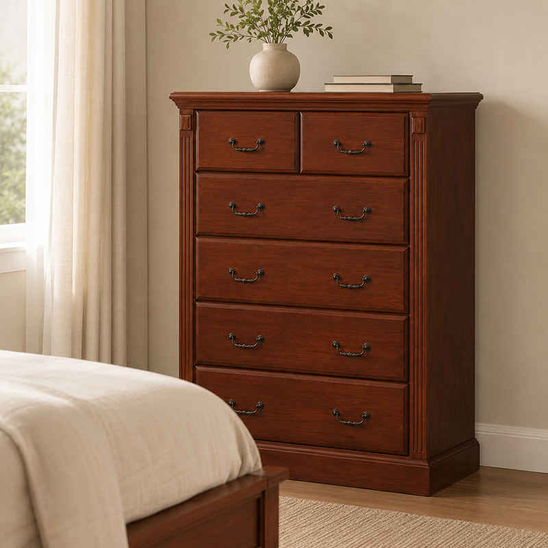 Marina 6 Drawer Tallboy (Walnut) 930mm