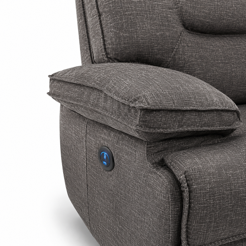 Maryland Fabric 3 Seater Electric Recliner (Dark Grey)