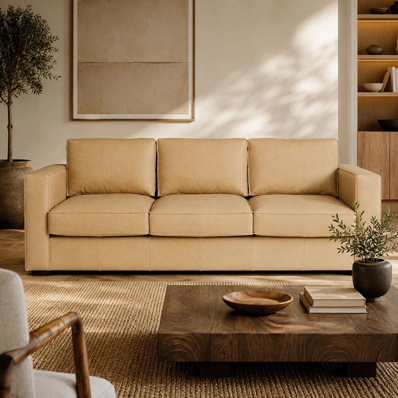 Maury Leather 3 Seater Sofa 2220mm