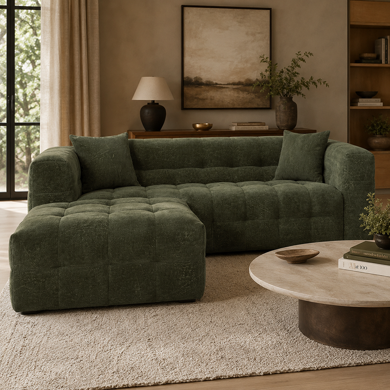 Michelin 3 Seater Sofa & Ottoman Options W238cm (Dark Green/Weave)