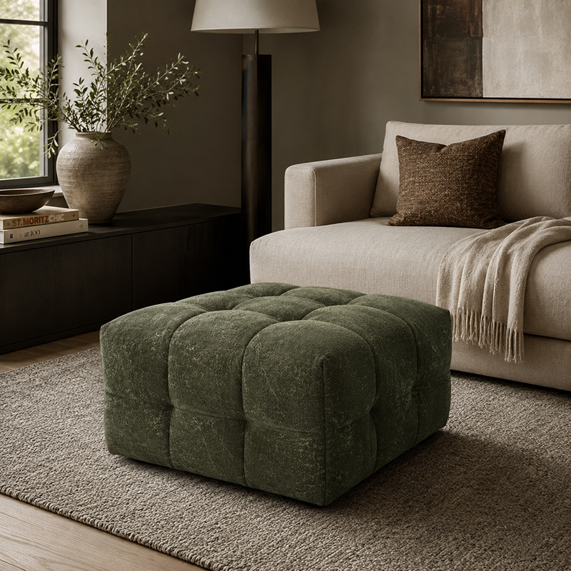 Michelin Ottoman W97cm (Dark Green/Weave)