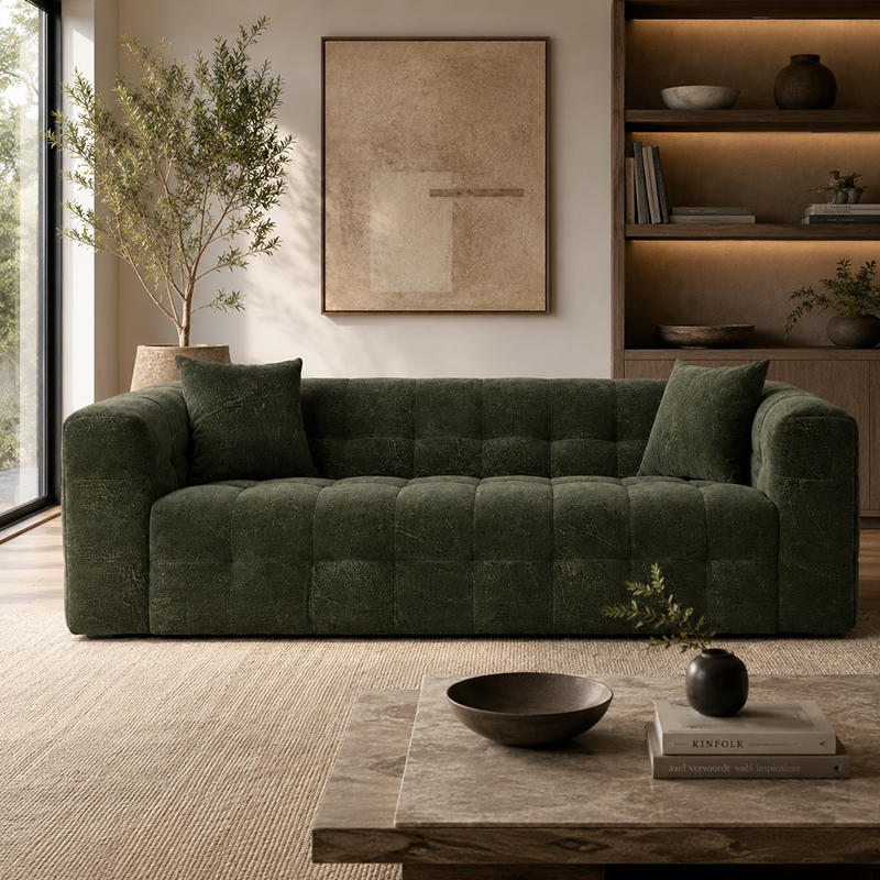 Michelin 3 Seater Sofa & Ottoman Options W238cm (Dark Green/Weave)