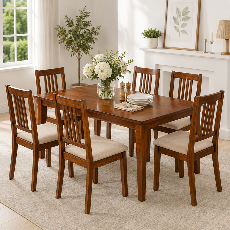 Mission Dining Set 7 Pcs W160cm (White Oak)