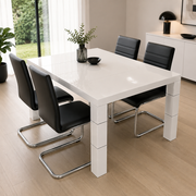 Mona High Gloss White Dining Table W120cm/150cm (White)