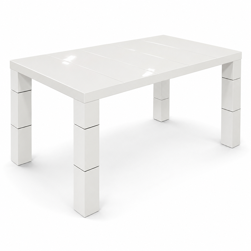 Mona High Gloss White Dining Table W120cm/150cm (White)