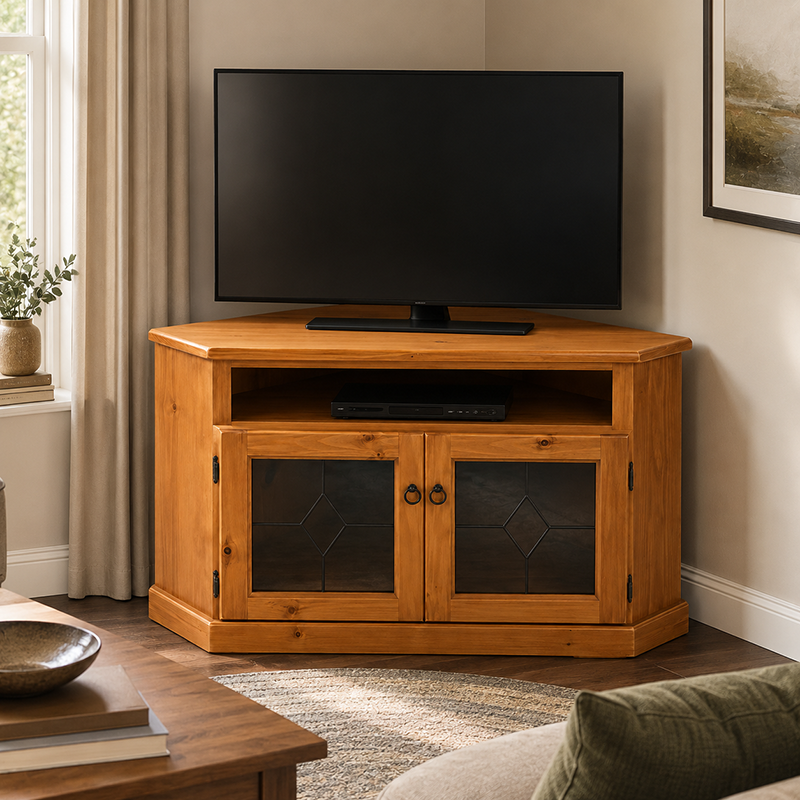 Mustang Solid Wood Corner TV Unit - Brown