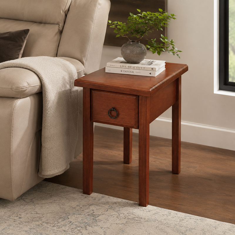 Mustang Solid Wood Side Table - Brown