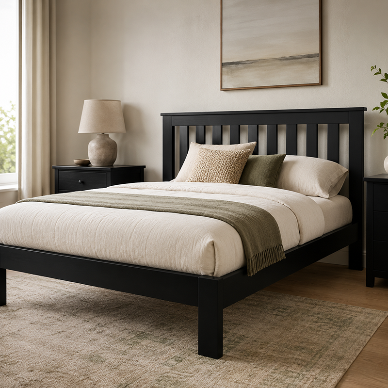 New Master Queen Bed Frame (White/Warm Honey/Black)